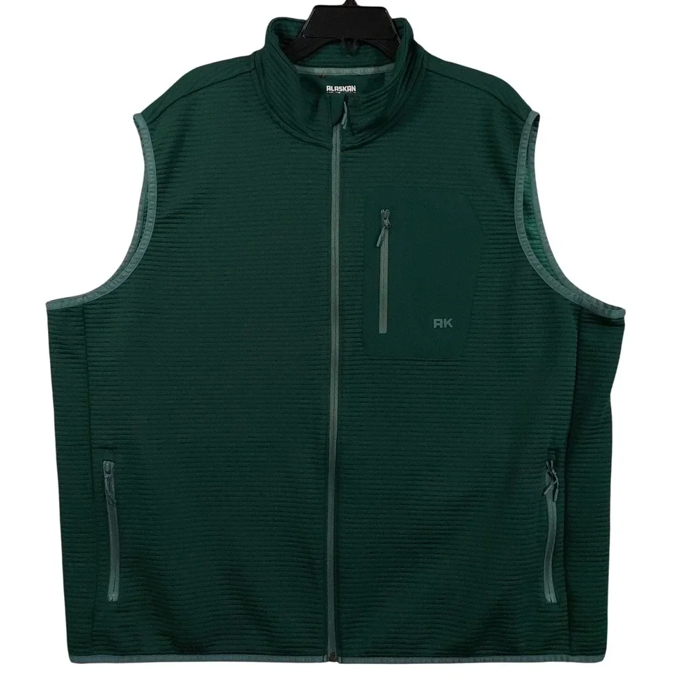 Alaskan Hardgear Duluth Trading Co Vest Mens 2XL Green Ribbed Fleece Full Zip AK